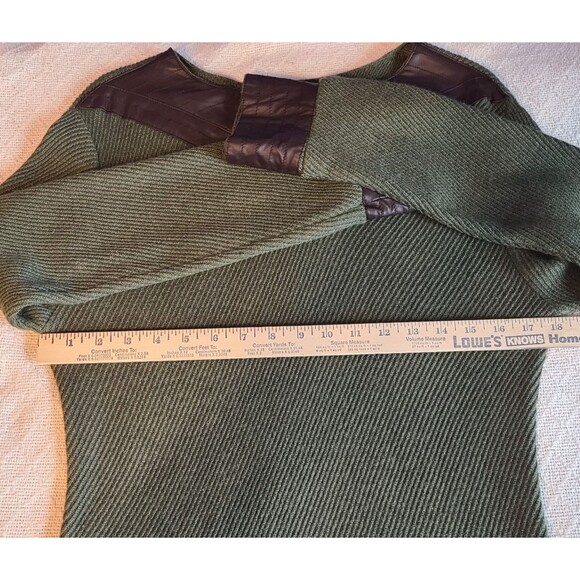 Bigio Collection Green Wool Blend Faux Leather Accents Sweater Tunic Dress Sz L - Picture 10 of 14